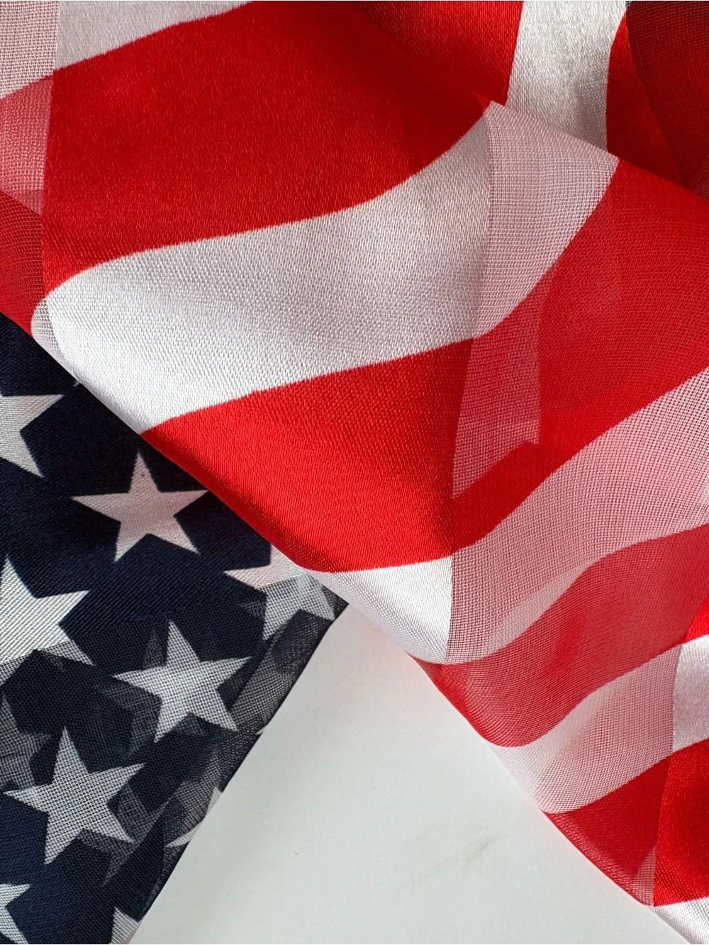 American Flag Patriotic Sheer Scarf 39x39 Square Red White Blue Lightweight